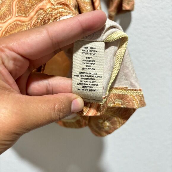 Soft Surroundings Lillia Beaded V Neck Tunic Top 2X 3/4 Sleeves Medallion Print - Picture 11 of 12